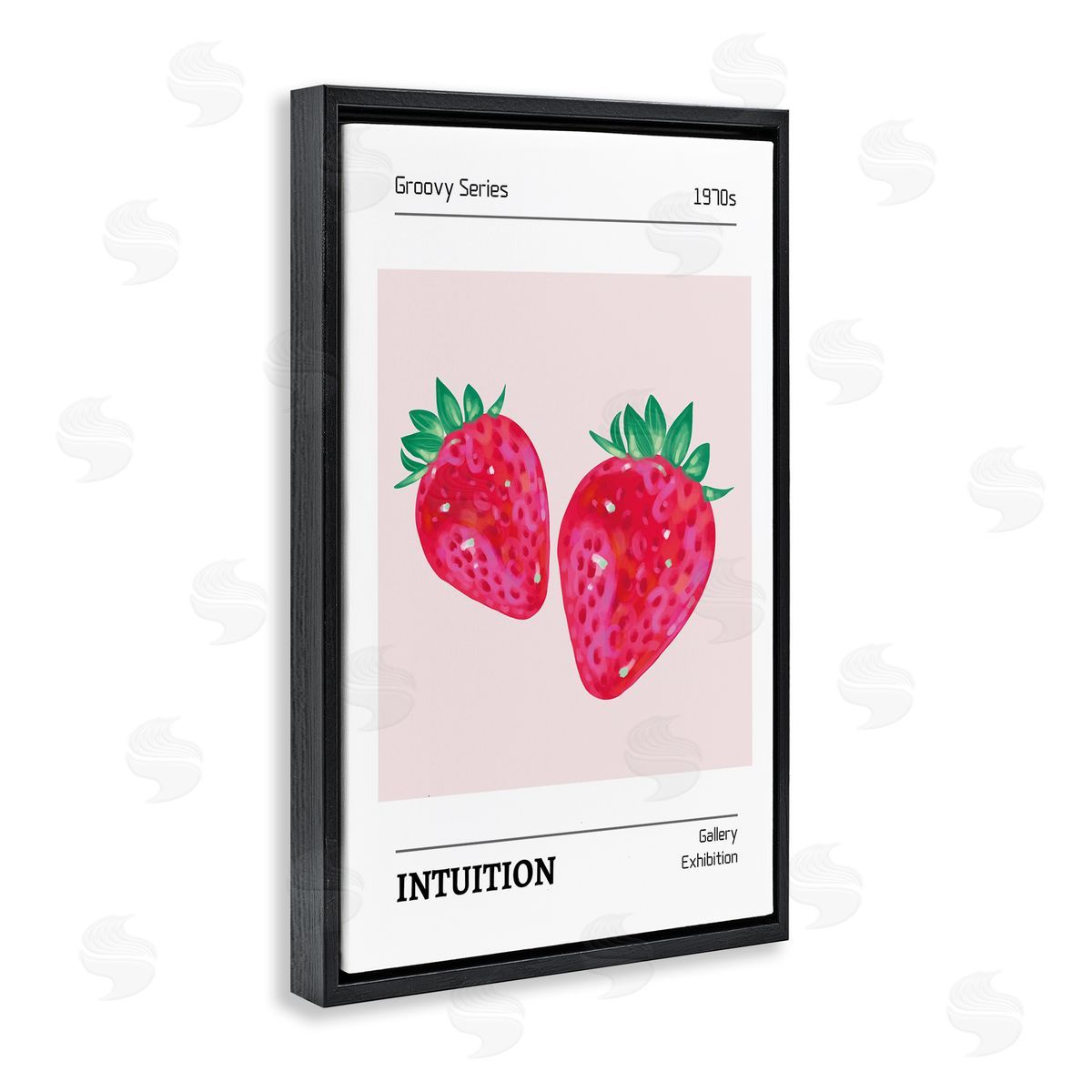 Intuition Phrase Strawberries Black Floating Frame Canvas Wall Art, Home Decor by LSR Design Studio