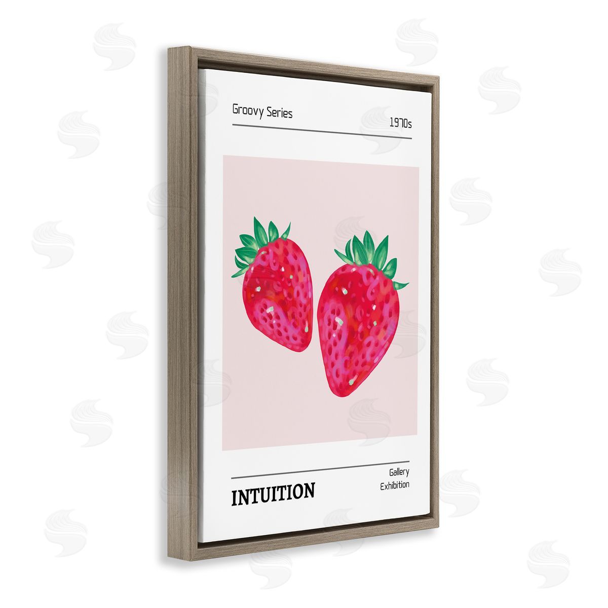 Intuition Phrase Strawberries Brown Floating Frame Canvas Wall Art, Home Decor by LSR Design Studio