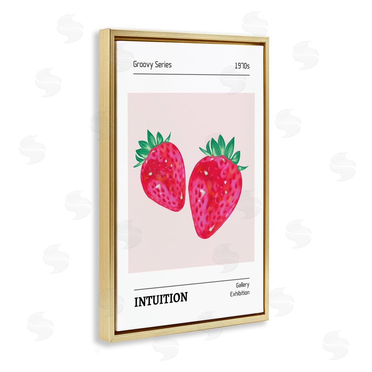 Intuition Phrase Strawberries Gold Floating Frame Canvas Wall Art, Home Decor by LSR Design Studio
