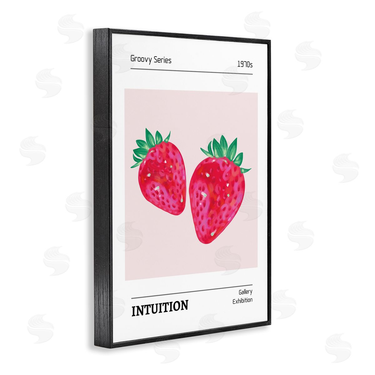 Intuition Phrase Strawberries Black Frame Print Wall Art, Home Decor by LSR Design Studio