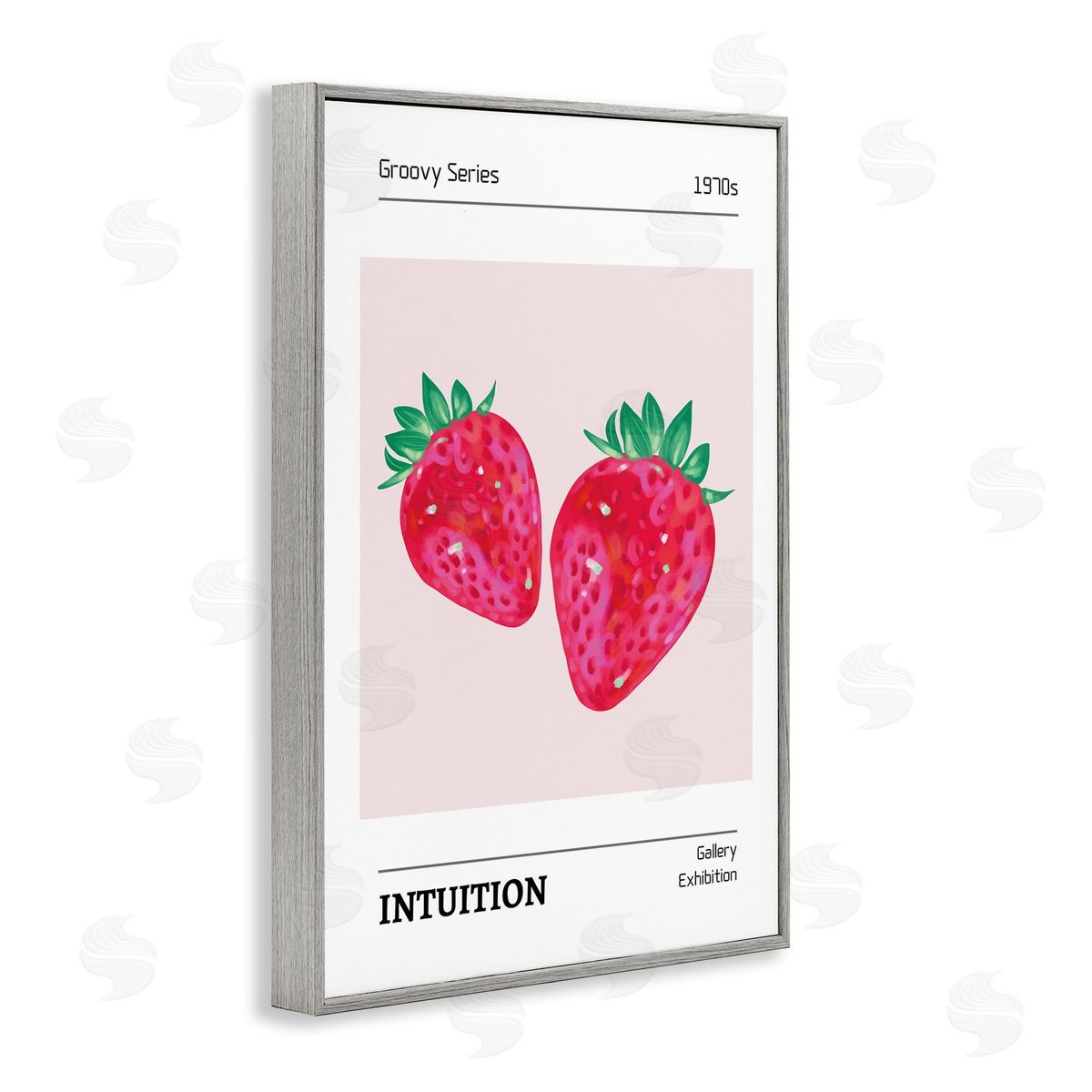 Intuition Phrase Strawberries Grey Frame Print Wall Art, Home Decor by LSR Design Studio