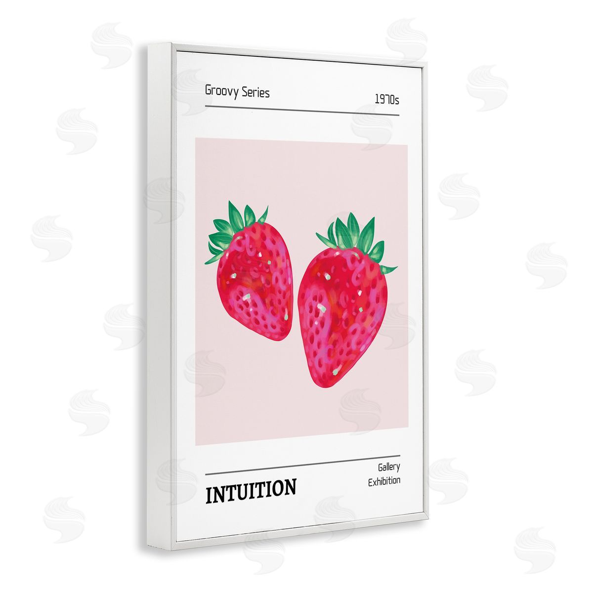 Intuition Phrase Strawberries White Frame Print Wall Art, Home Decor by LSR Design Studio