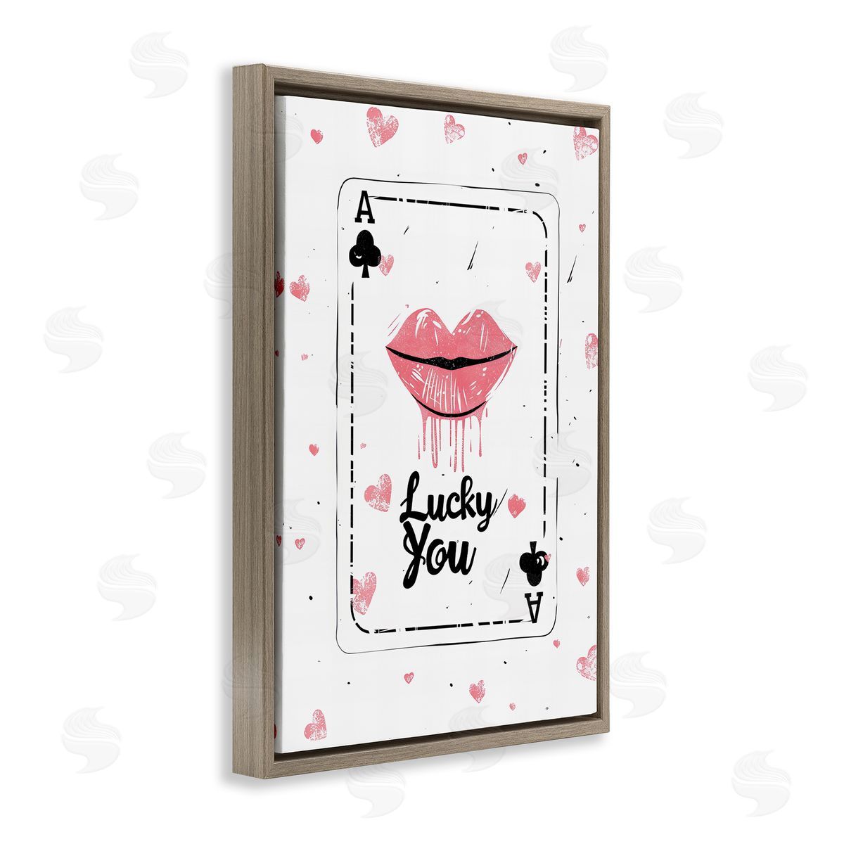 Lucky You Playing Card Brown Floating Frame Canvas Wall Art, Home Decor by LSR Design Studio