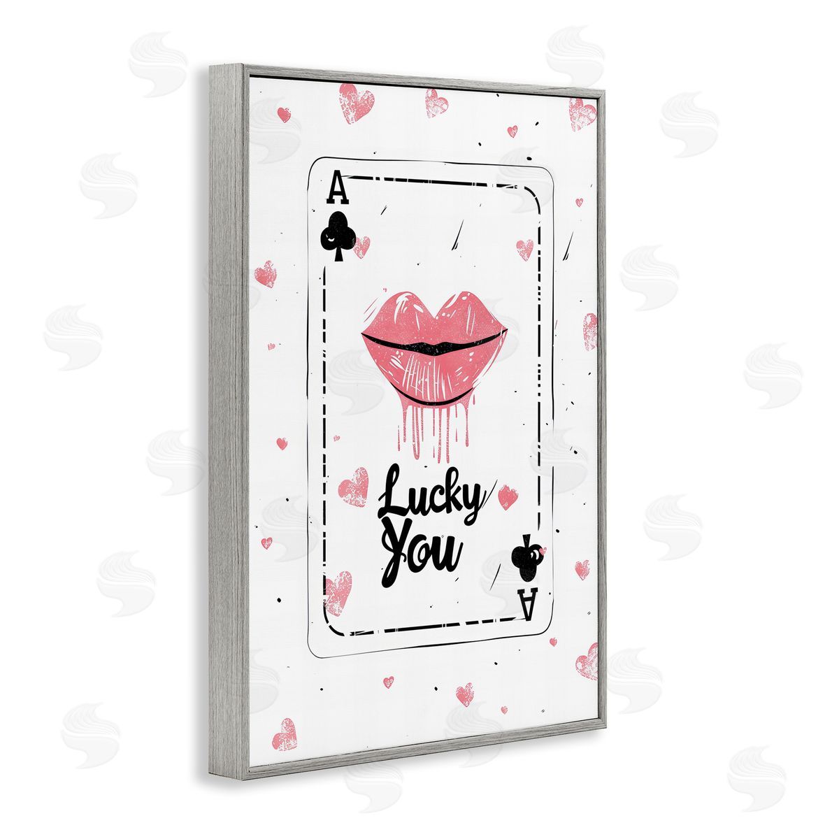 Lucky You Playing Card Grey Frame Print Wall Art, Home Decor by LSR Design Studio