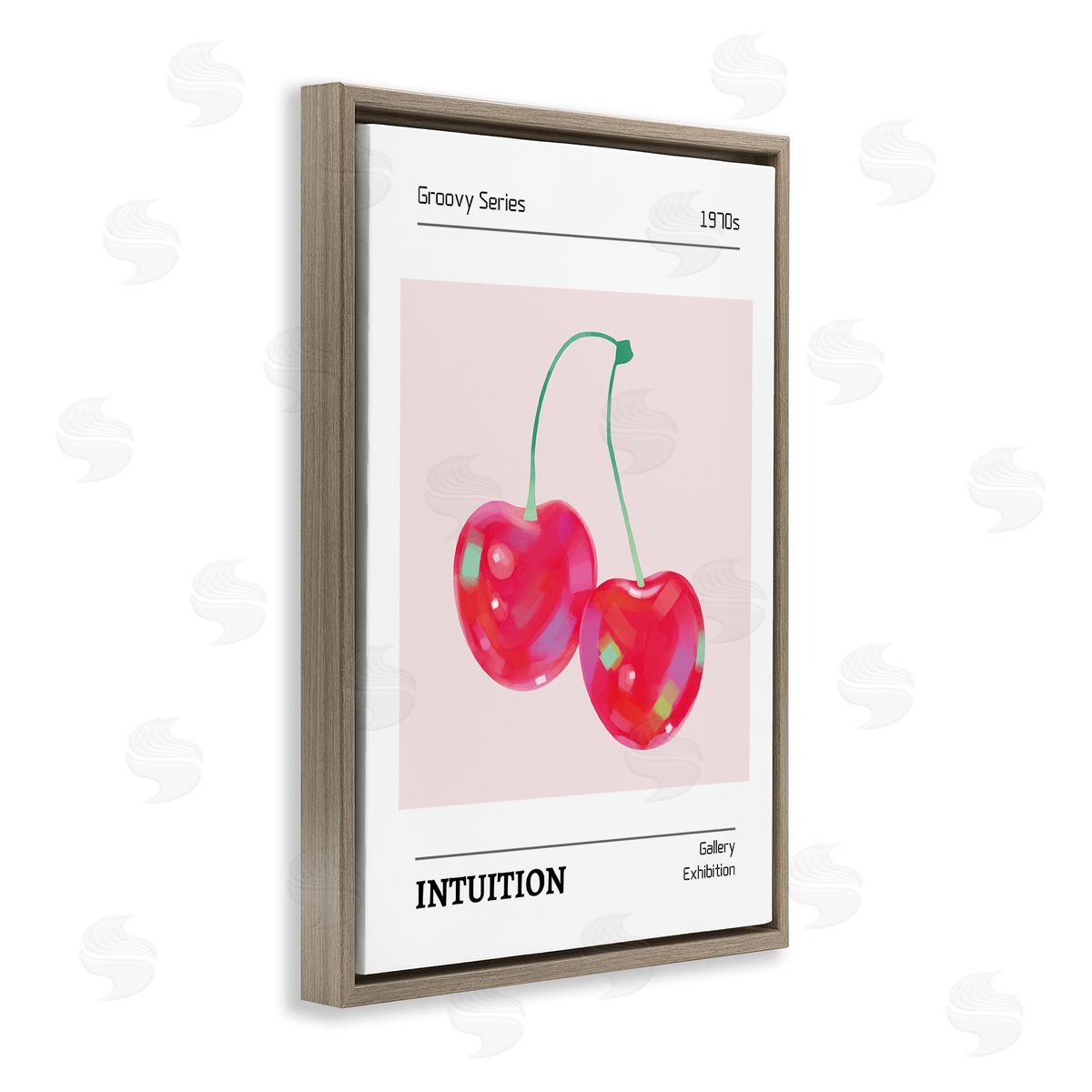 Intuition Phrase Cherries Brown Floating Frame Canvas Wall Art, Home Decor by LSR Design Studio