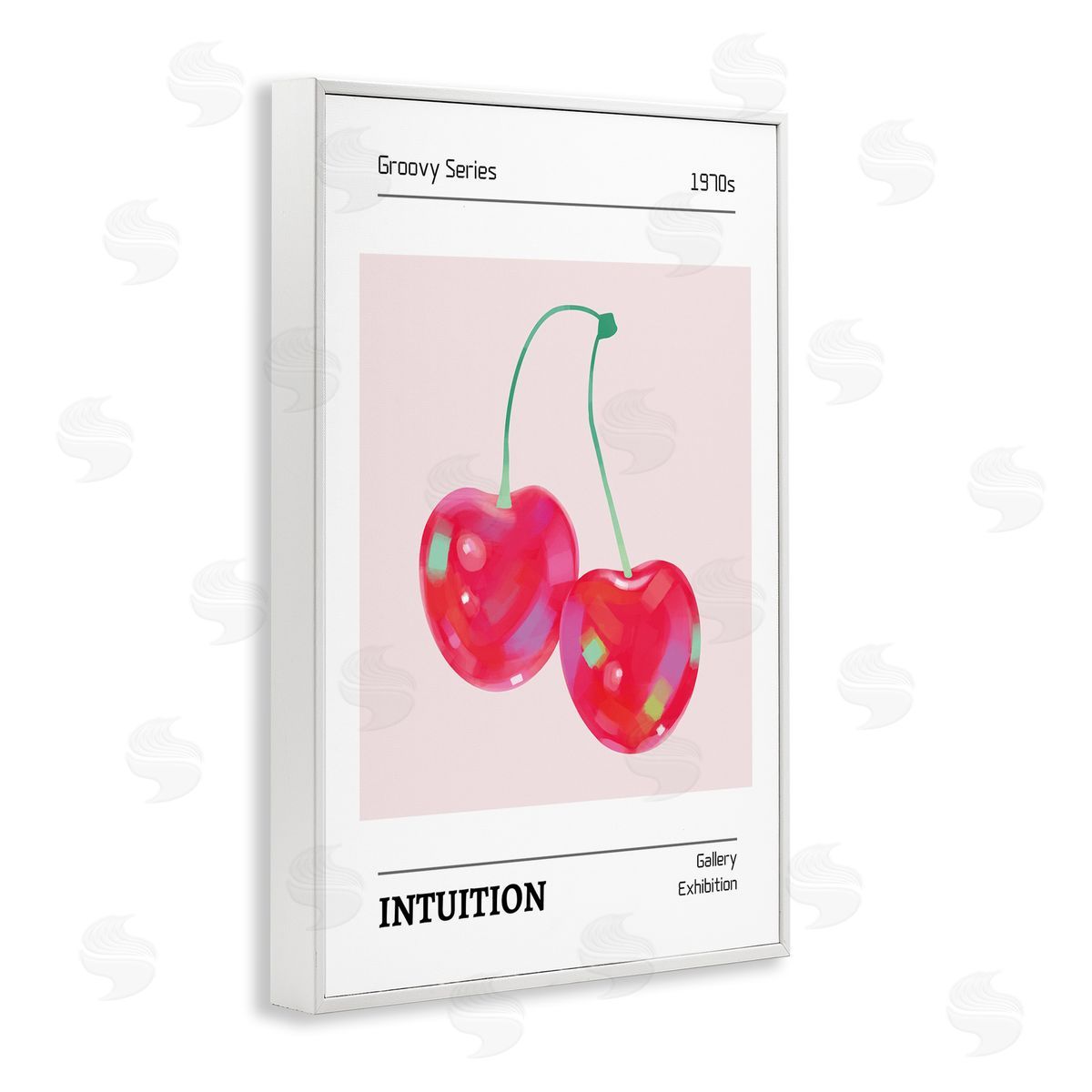Intuition Phrase Cherries White Frame Print Wall Art, Home Decor by LSR Design Studio