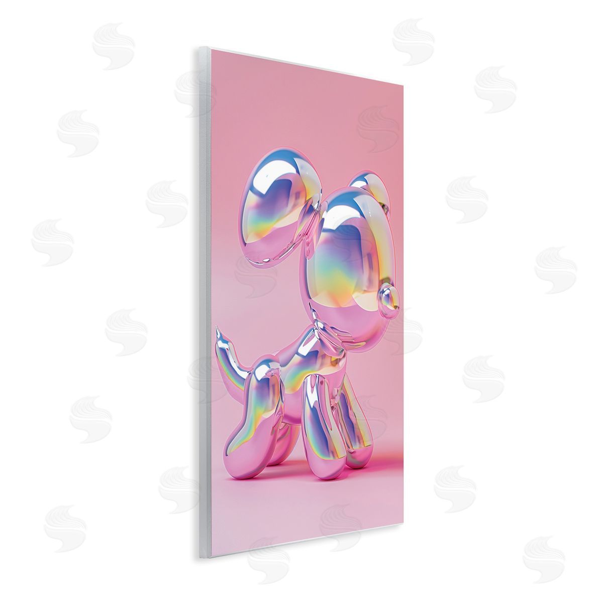 Pink & Iridescent Trendy Dog Wood Plaque Wall Art, Home Decor by LSR Design Studio