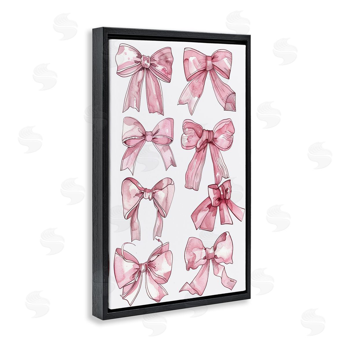 Various Ribbons in Pink Black Floating Frame Canvas Wall Art, Home Decor by LSR Design Studio