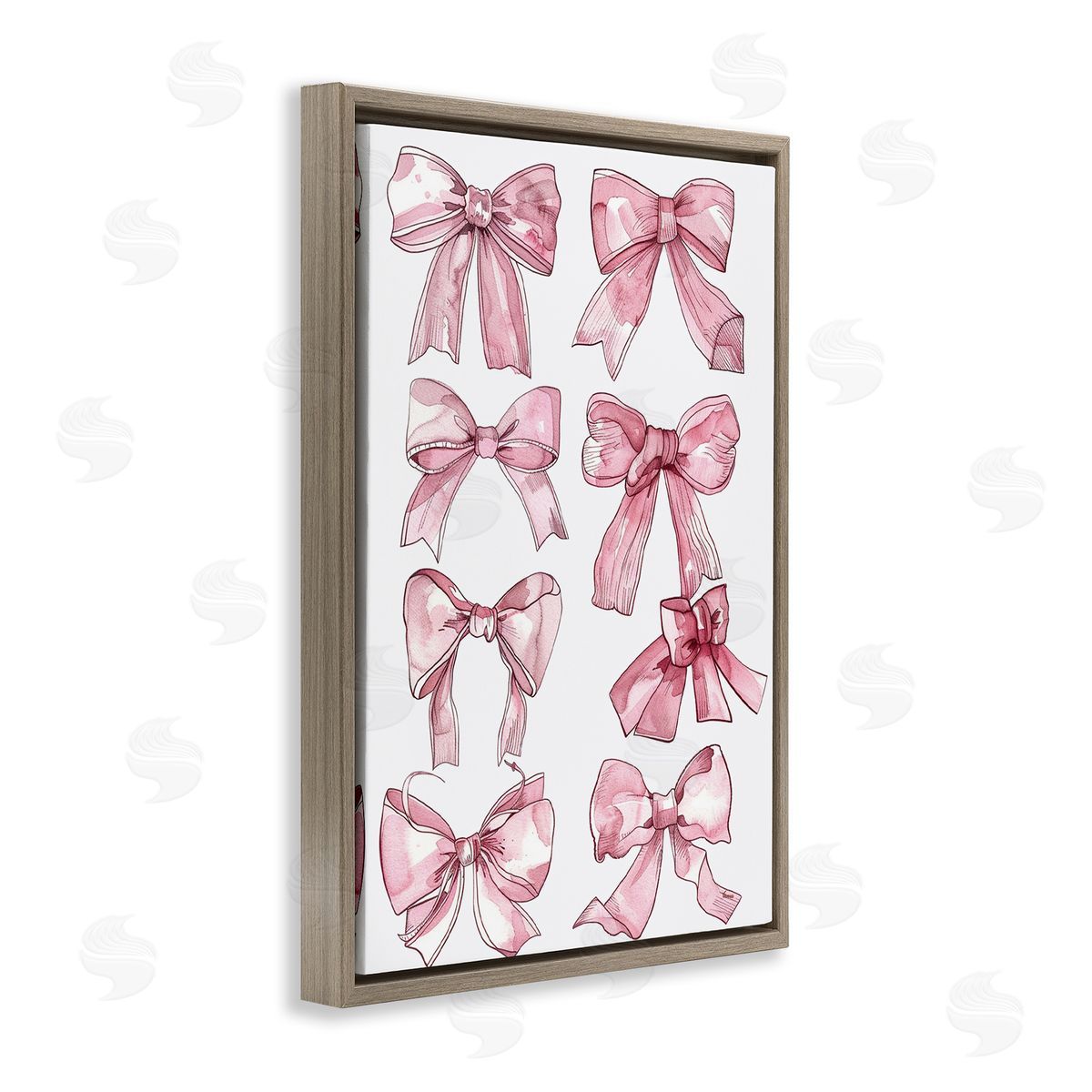 Various Ribbons in Pink Brown Floating Frame Canvas Wall Art, Home Decor by LSR Design Studio