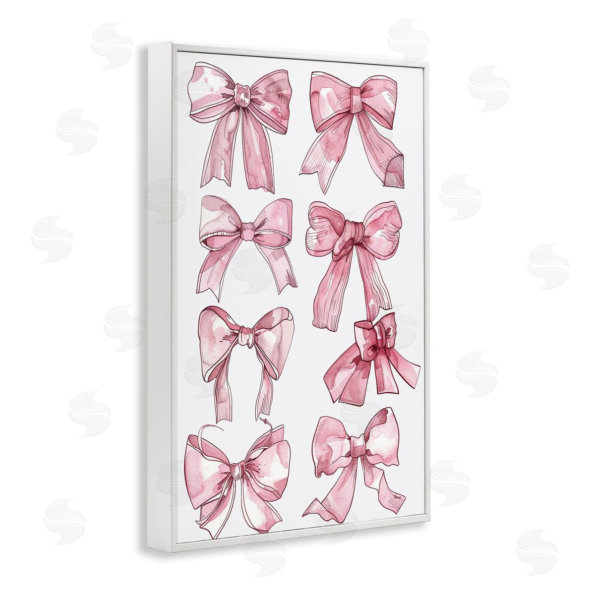 Various Ribbons in Pink White Frame Print Wall Art, Home Decor by LSR Design Studio