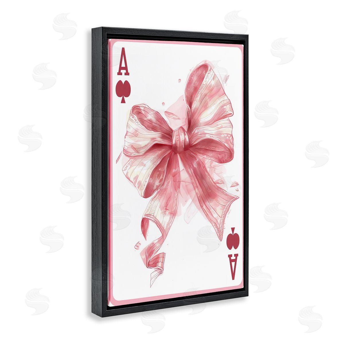 Pastel Bow Playing Card Black Floating Frame Canvas Wall Art, Home Decor by LSR Design Studio