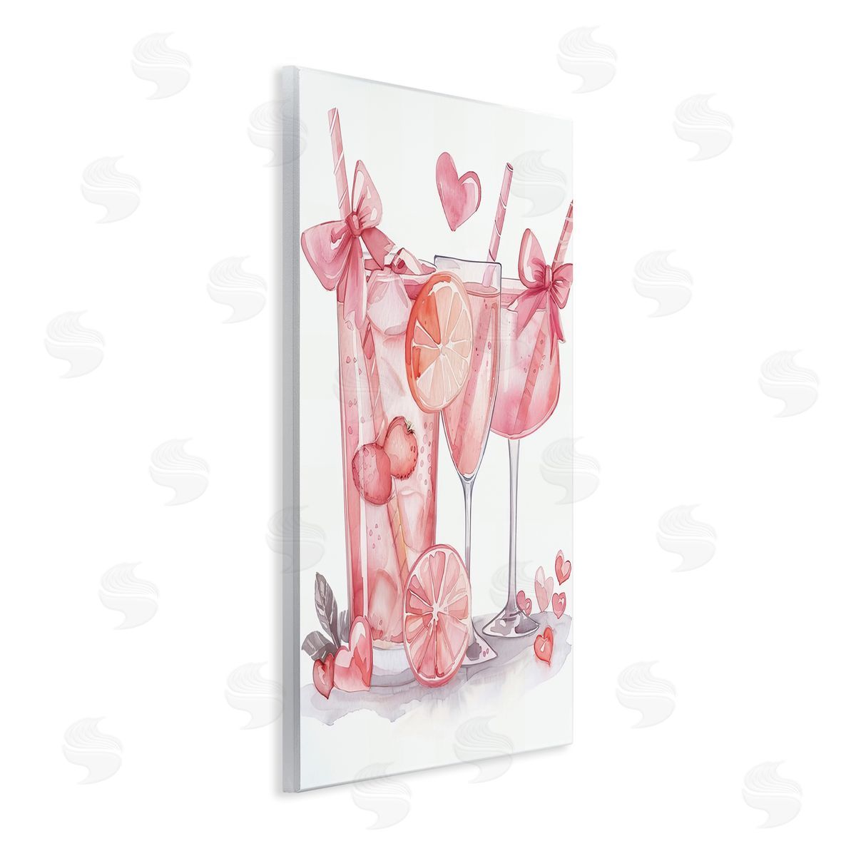 Pink Glam Cocktail Party Wood Plaque Wall Art, Home Decor by LSR Design Studio
