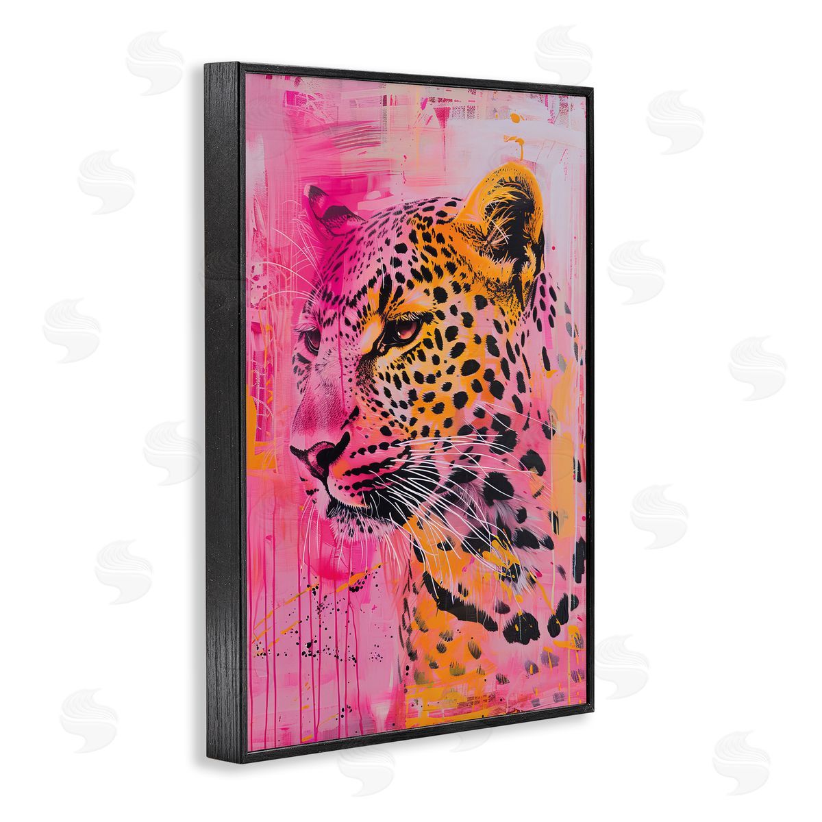 Vibrant Purple & Orange Cheetah Black Frame Print Wall Art, Home Decor by LSR Design Studio