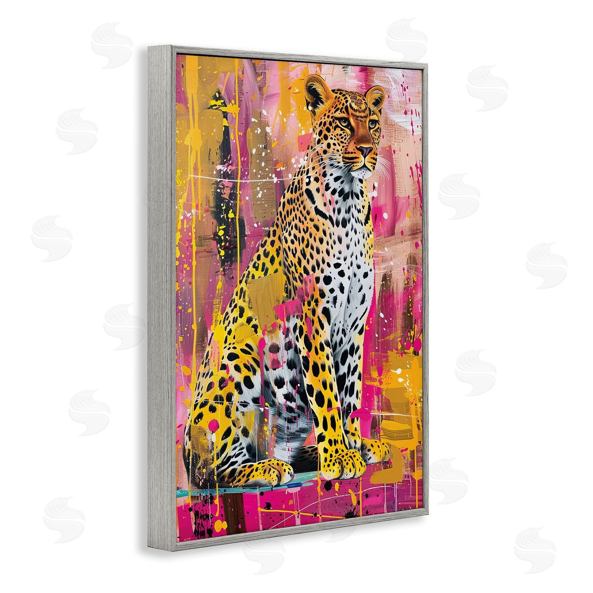 Urban Abstraction Cheetah Grey Frame Print Wall Art, Home Decor by LSR Design Studio
