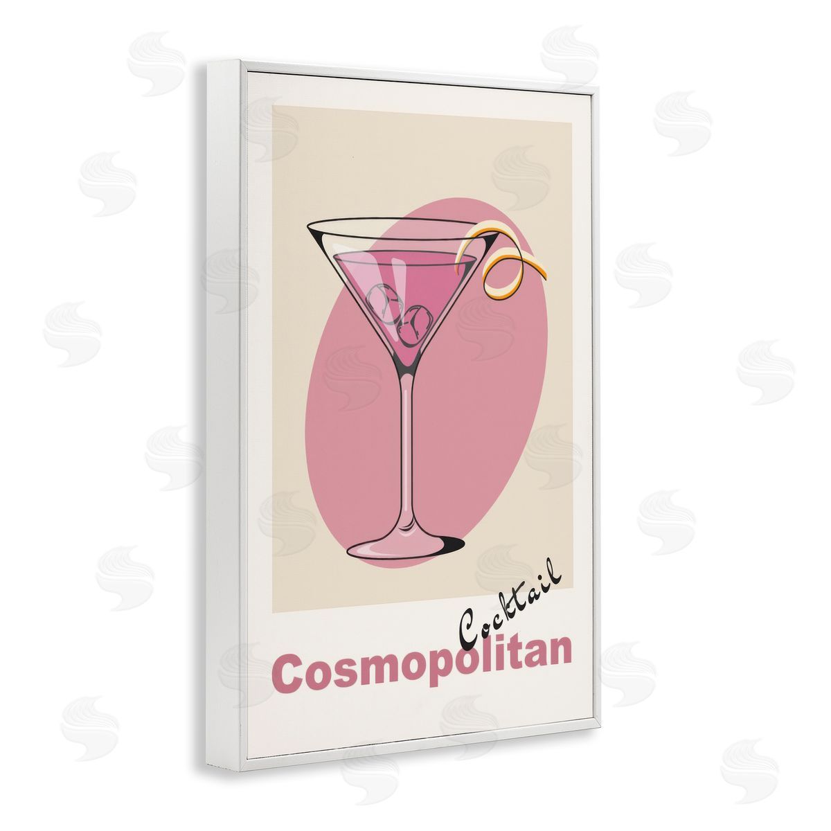 Vintage Cosmo Cocktail White Frame Print Wall Art, Home Decor by LSR Design Studio