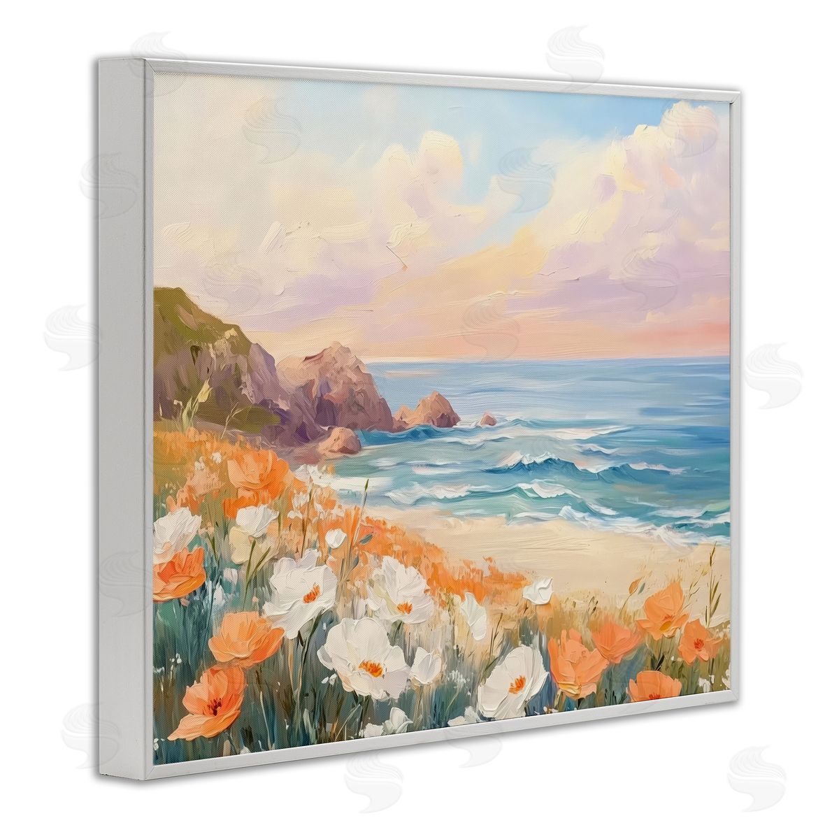 Poppies by Beach Bay White Frame Print Wall Art, Home Decor by Arlington Prints