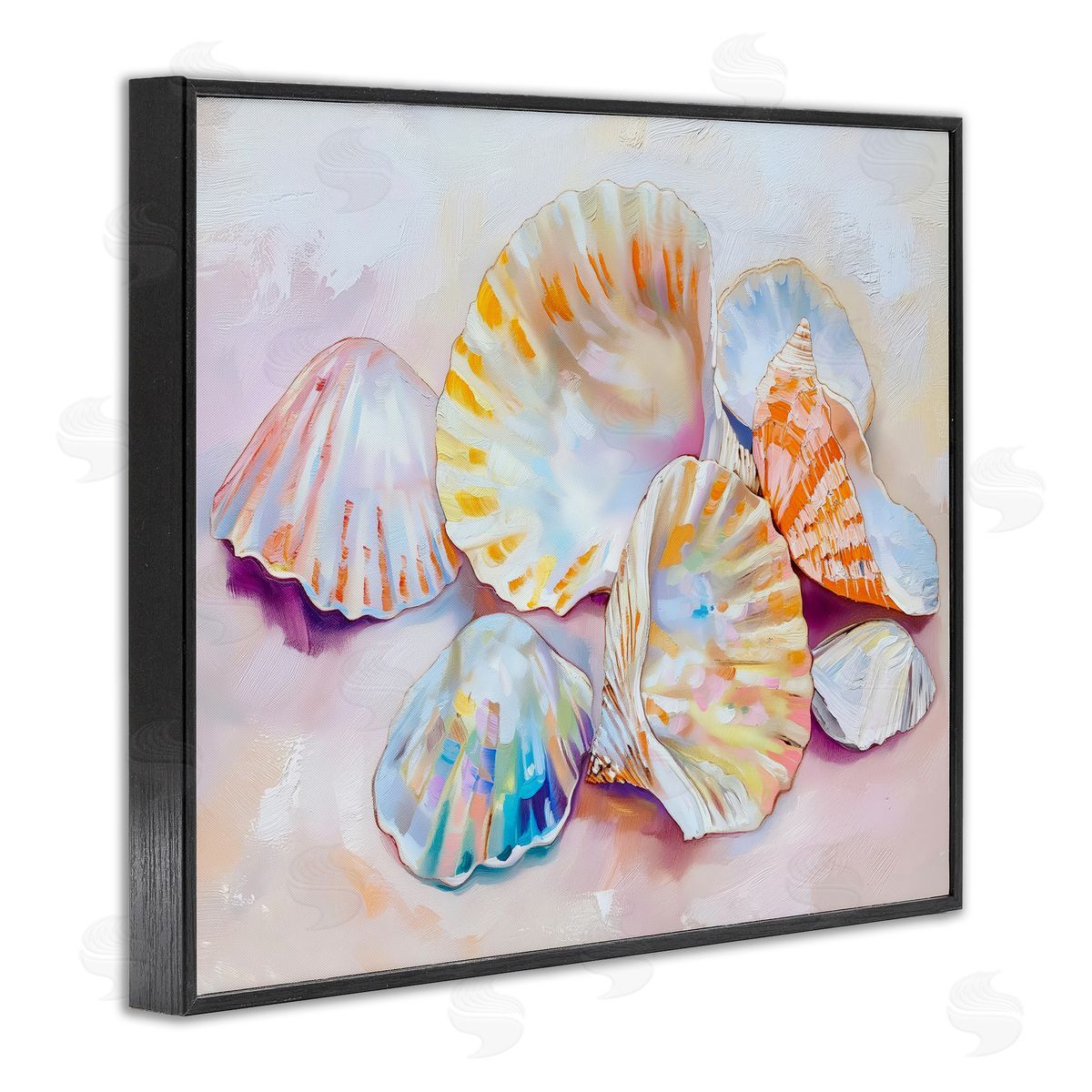 Pile of Various Seashells Black Frame Print Wall Art, Home Decor by Arlington Prints