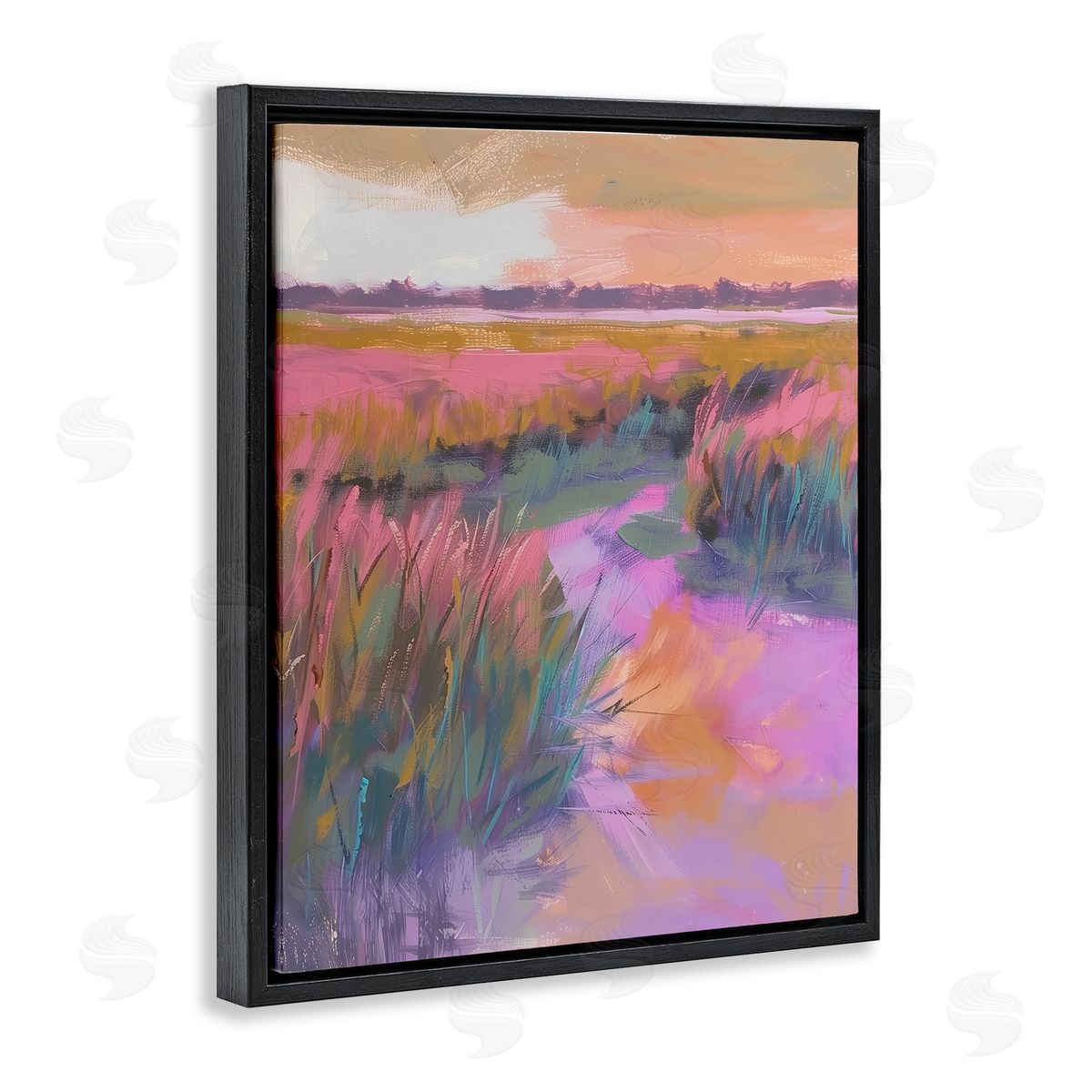 Autumnal Marsh Landscape Black Floating Frame Canvas Wall Art, Home Decor by Arlington Prints