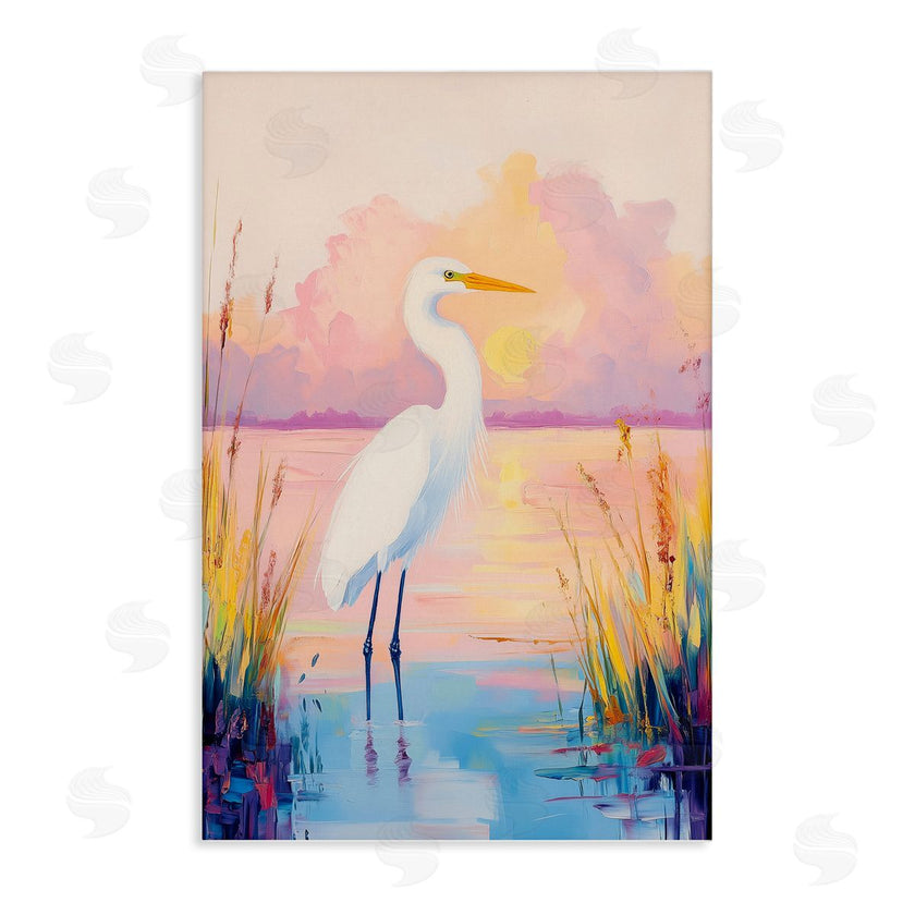 Arlington Prints | Egret under Beaming Sunset