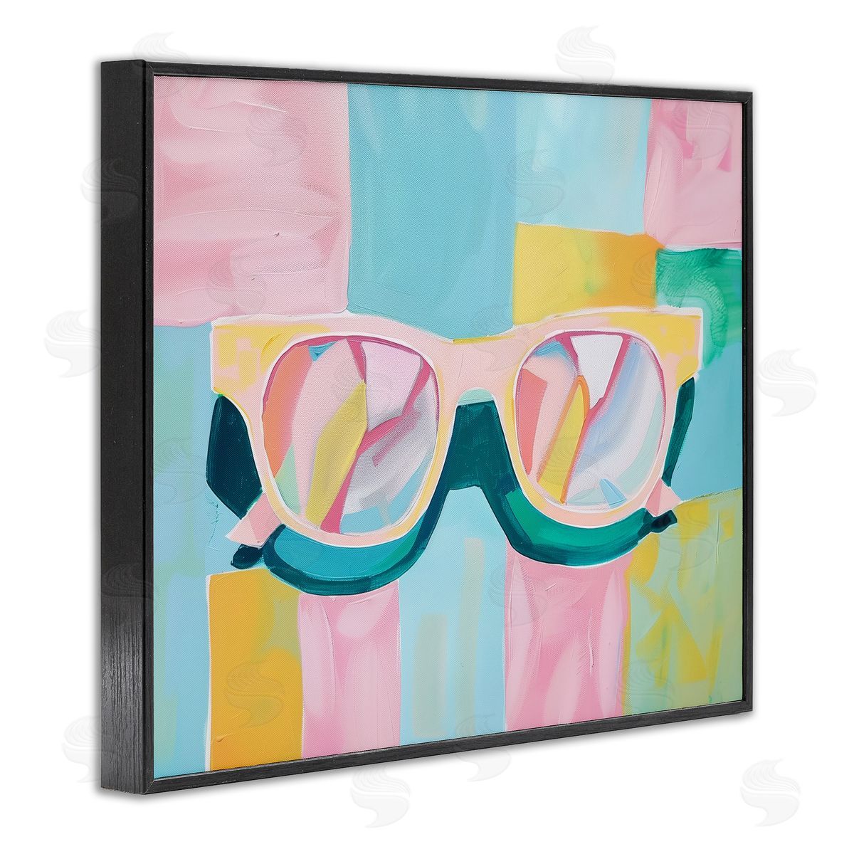 Blocked Pastels & Sunglasses Black Frame Print Wall Art, Home Decor by Arlington Prints