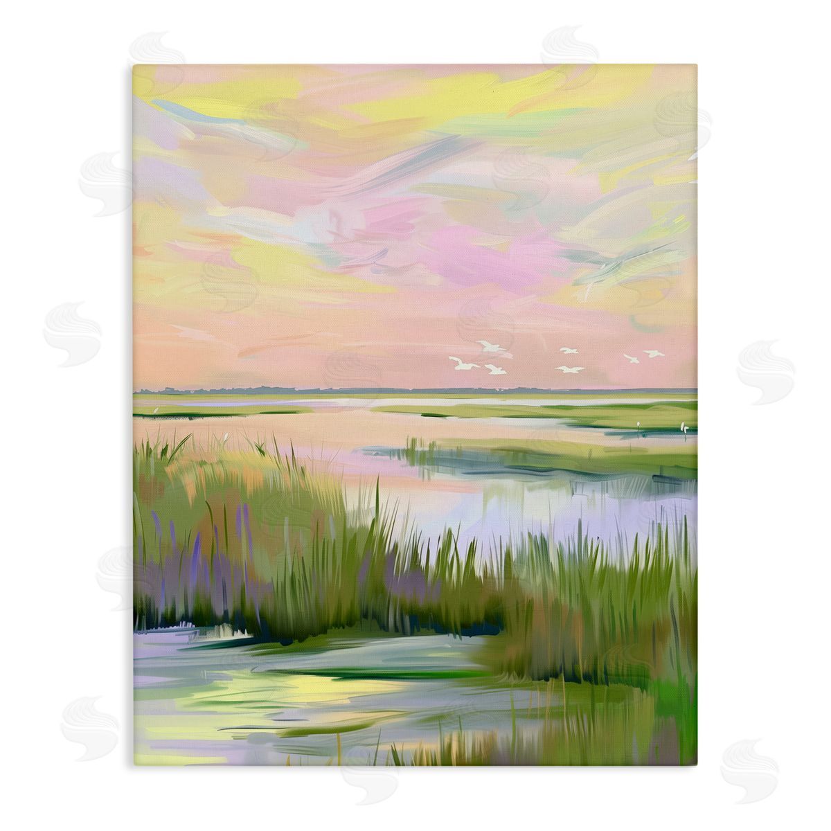 Soft Pink Marshland Sunrise Canvas Wall Art, Home Decor by Arlington Prints