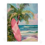 Arlington Prints | Pink Surfboard on Beach