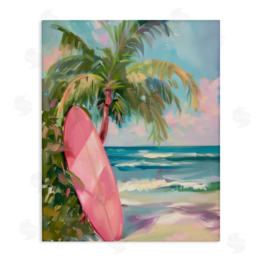 Arlington Prints | Pink Surfboard on Beach