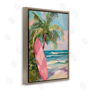 Arlington Prints | Pink Surfboard on Beach