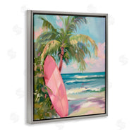 Arlington Prints | Pink Surfboard on Beach
