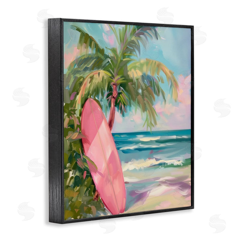 Arlington Prints | Pink Surfboard on Beach