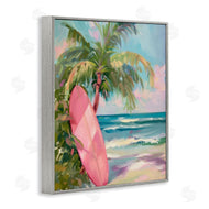 Arlington Prints | Pink Surfboard on Beach