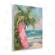 Arlington Prints | Pink Surfboard on Beach
