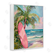 Arlington Prints | Pink Surfboard on Beach
