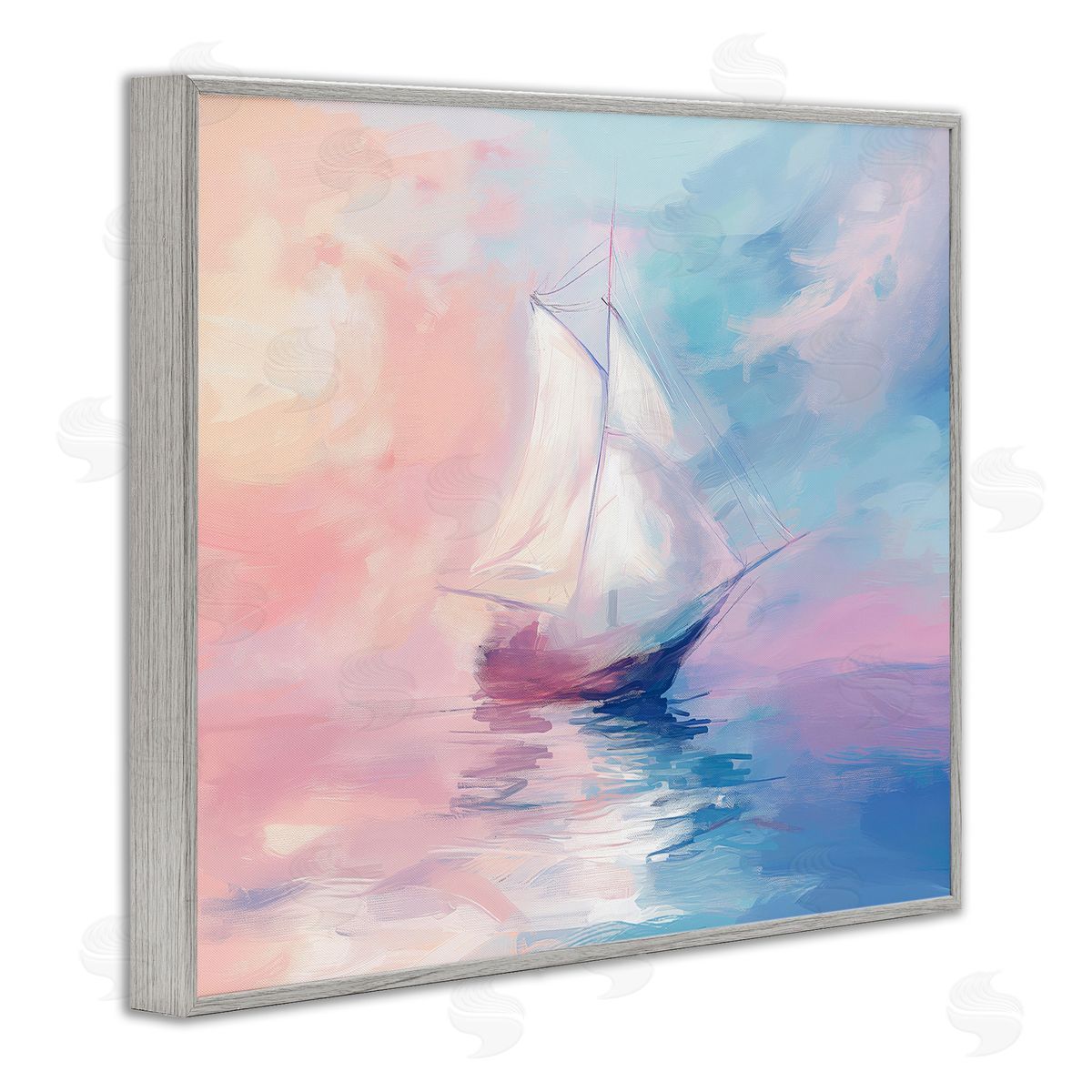 Soft Pastel Sea Vessel Grey Frame Print Wall Art, Home Decor by Arlington Prints