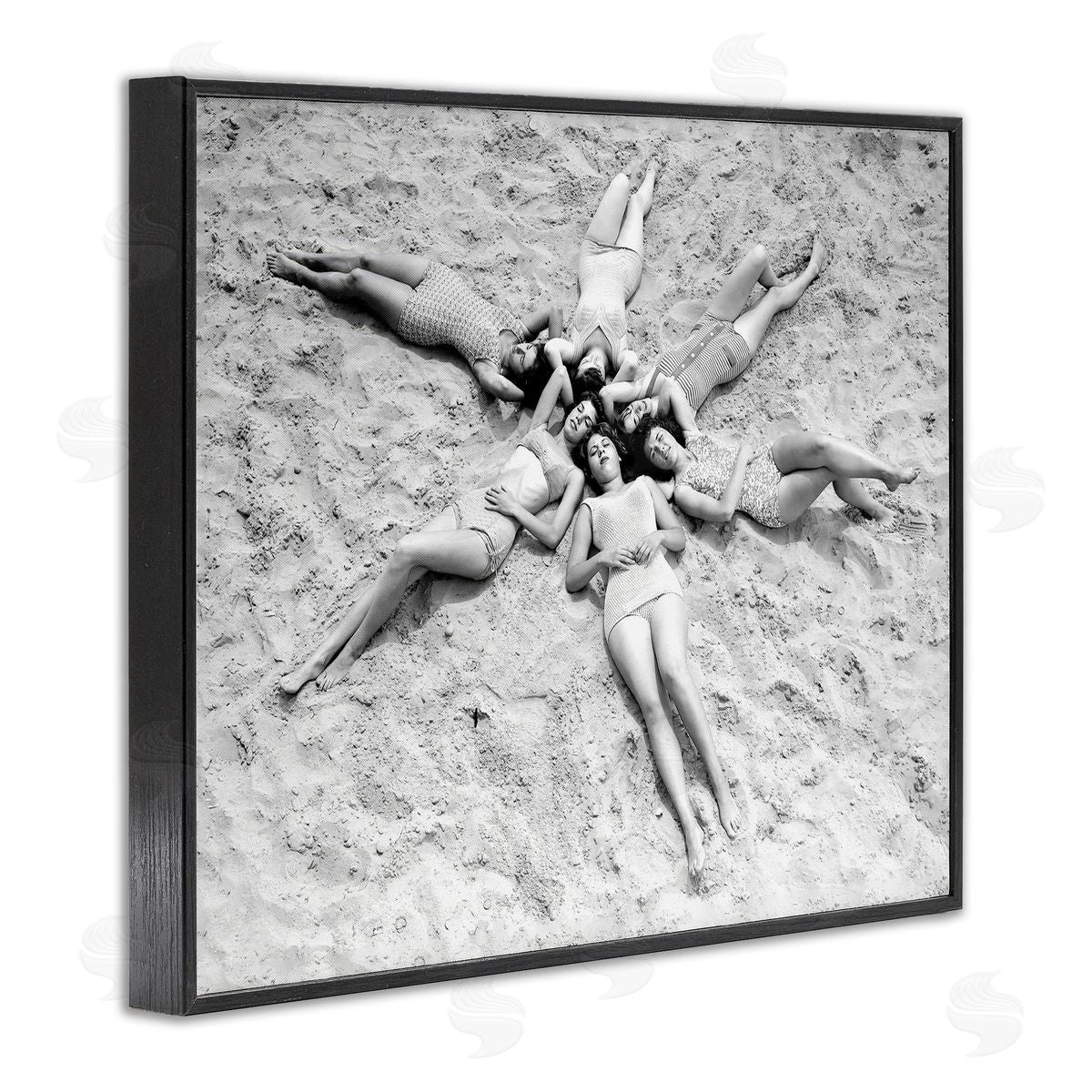 Women on Beach in Star Shape Black Frame Print Wall Art, Home Decor by Arlington Prints
