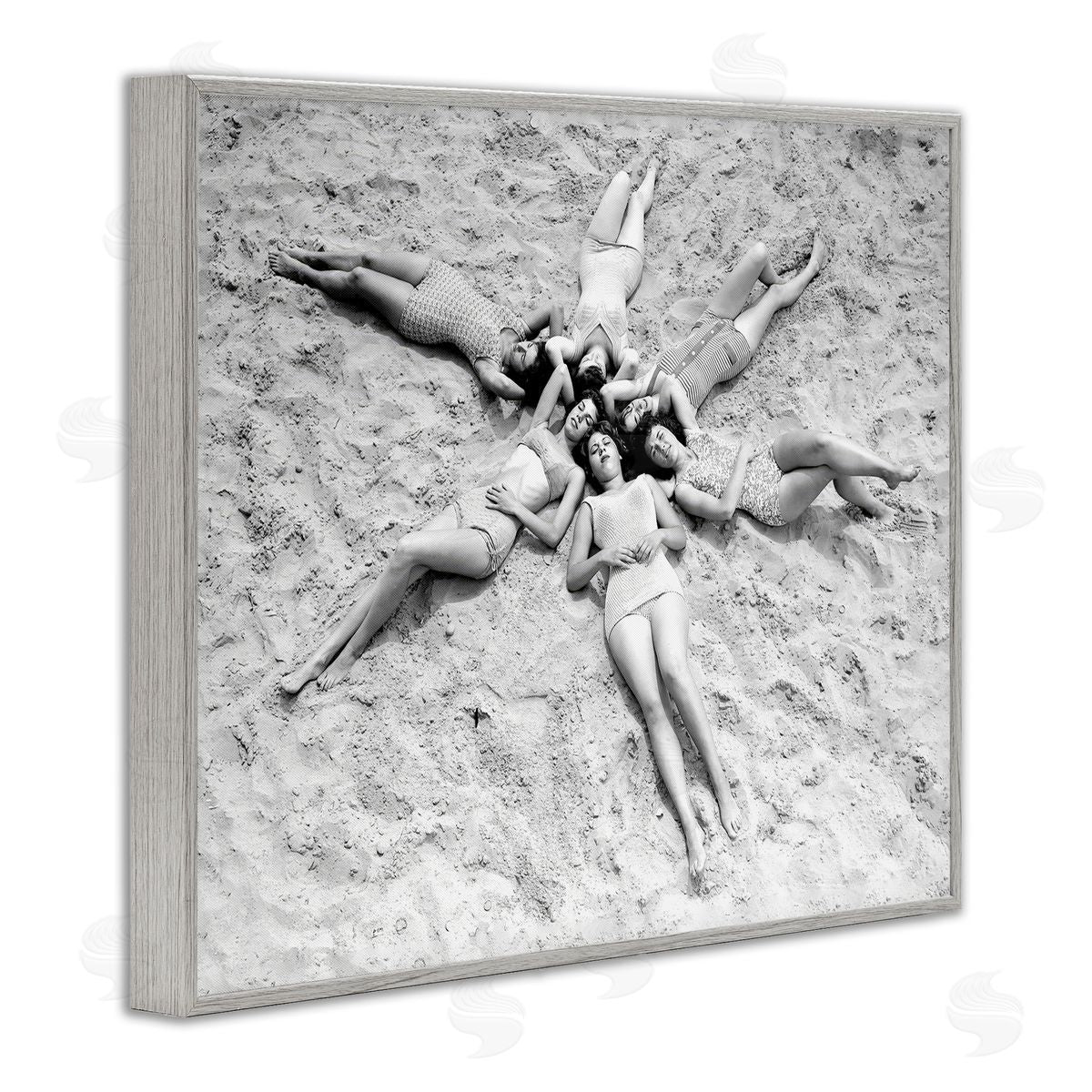 Women on Beach in Star Shape Grey Frame Print Wall Art, Home Decor by Arlington Prints