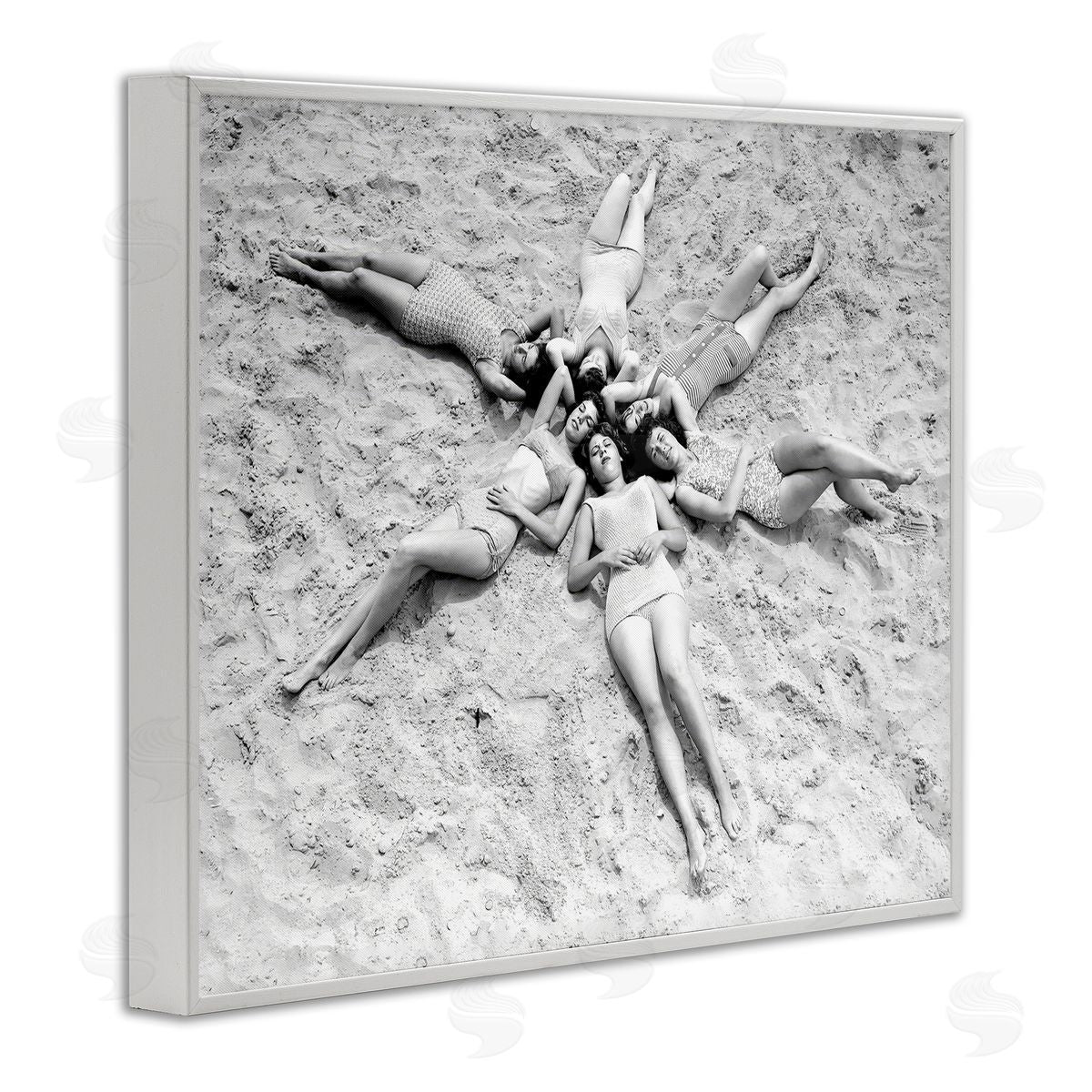Women on Beach in Star Shape White Frame Print Wall Art, Home Decor by Arlington Prints