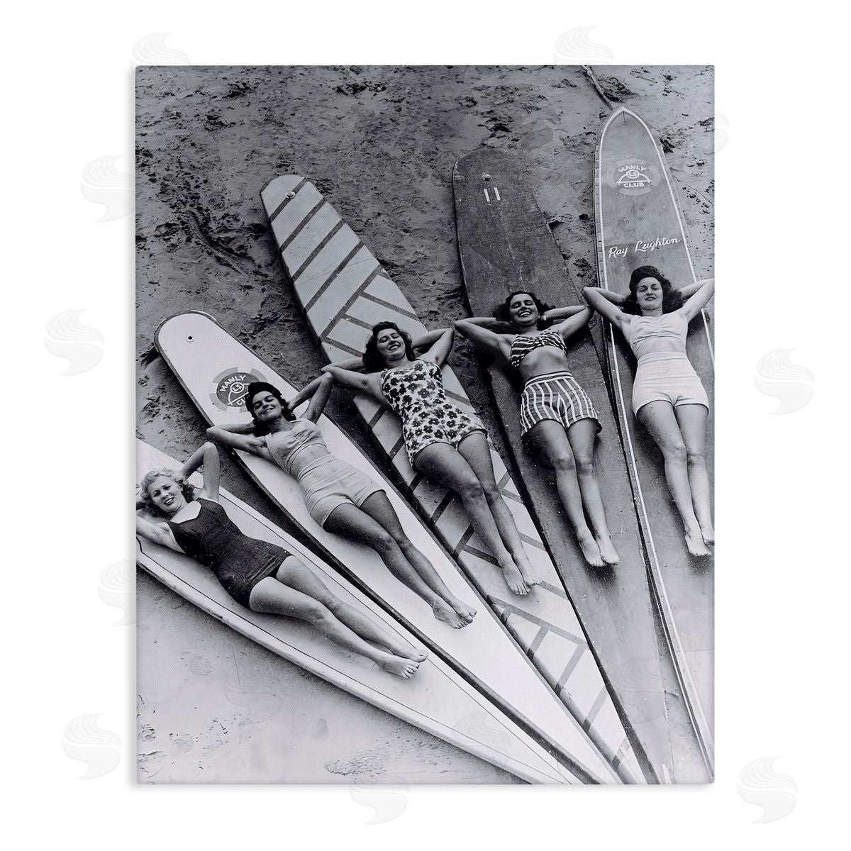 Vintage Women on Surfboards Canvas Wall Art, Home Decor by Arlington Prints