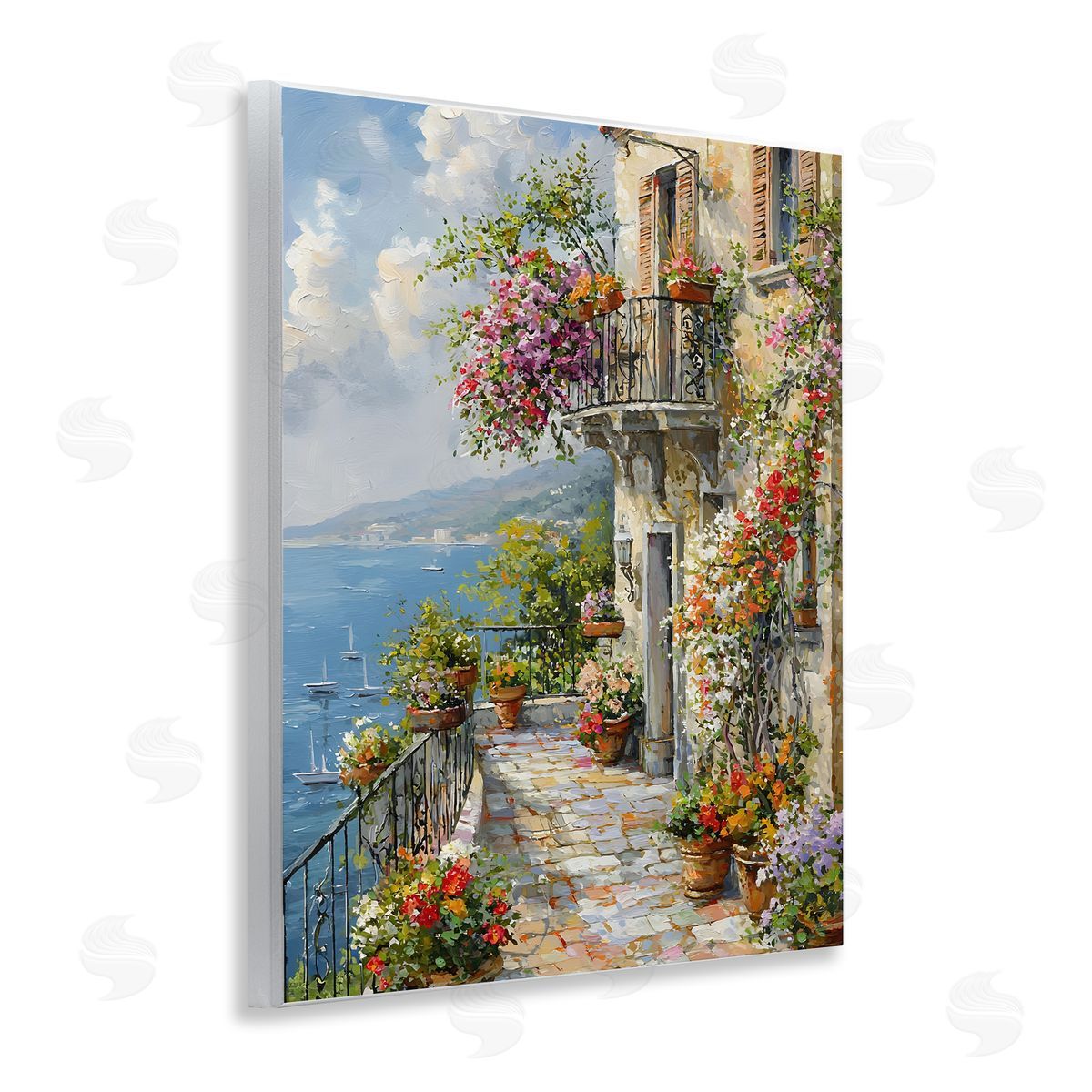 Botanical Lined Seaside Wood Plaque Wall Art, Home Decor by Franklyn Gregory