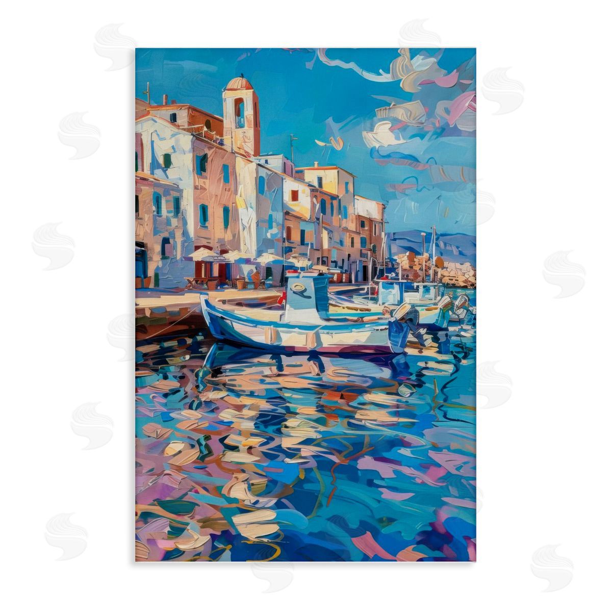 Coastal City Harbor Canvas Wall Art, Home Decor by LSR Design Studio