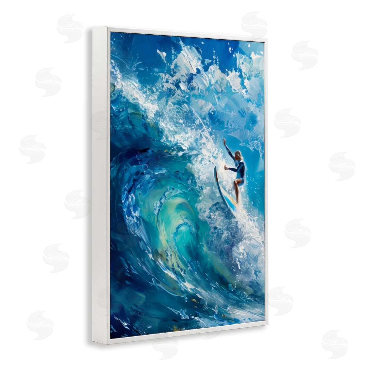 Soul Surfer on Tidal Wave White Frame Print Wall Art, Home Decor by LSR Design Studio