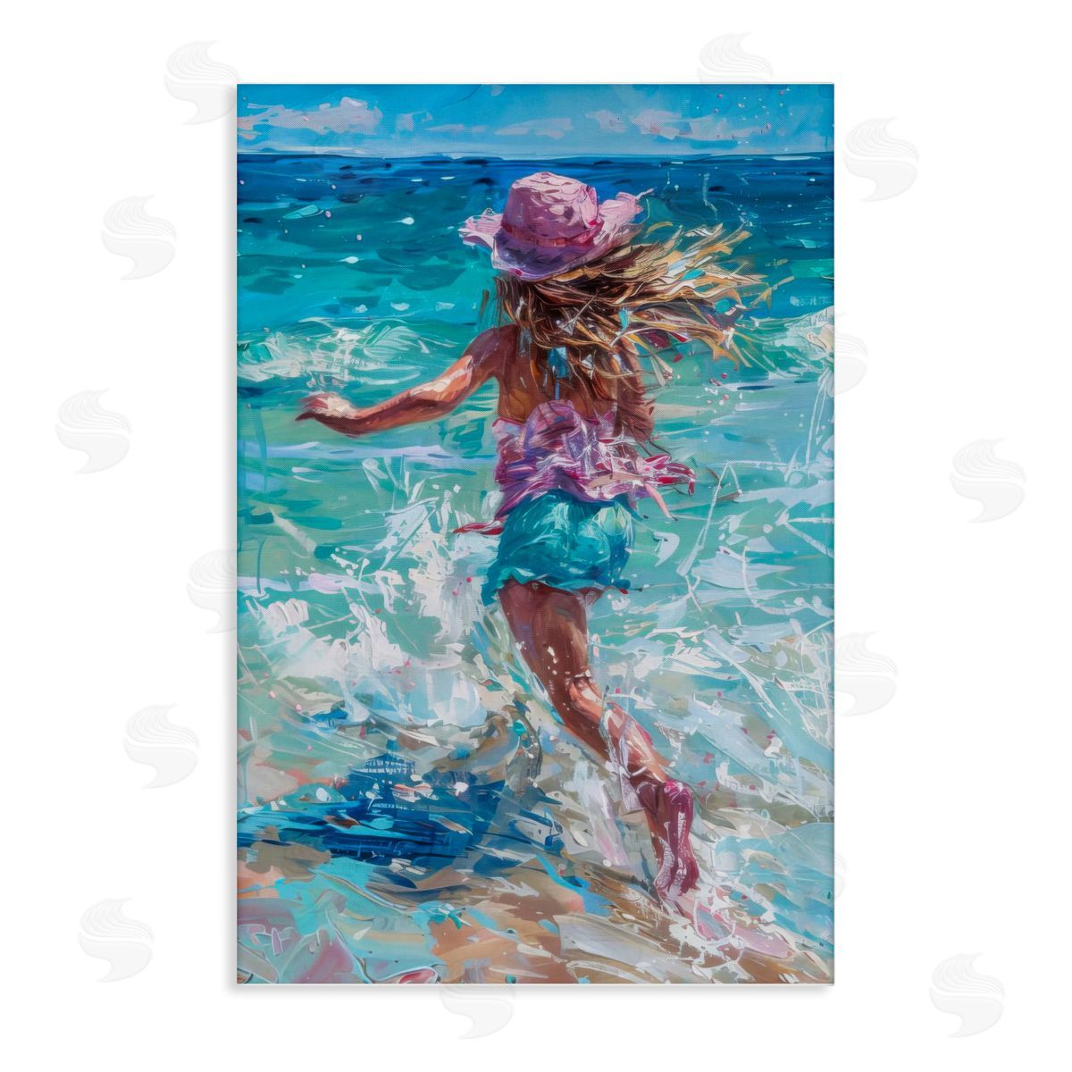 Summer Beach Fun Girl Canvas Wall Art, Home Decor by LSR Design Studio