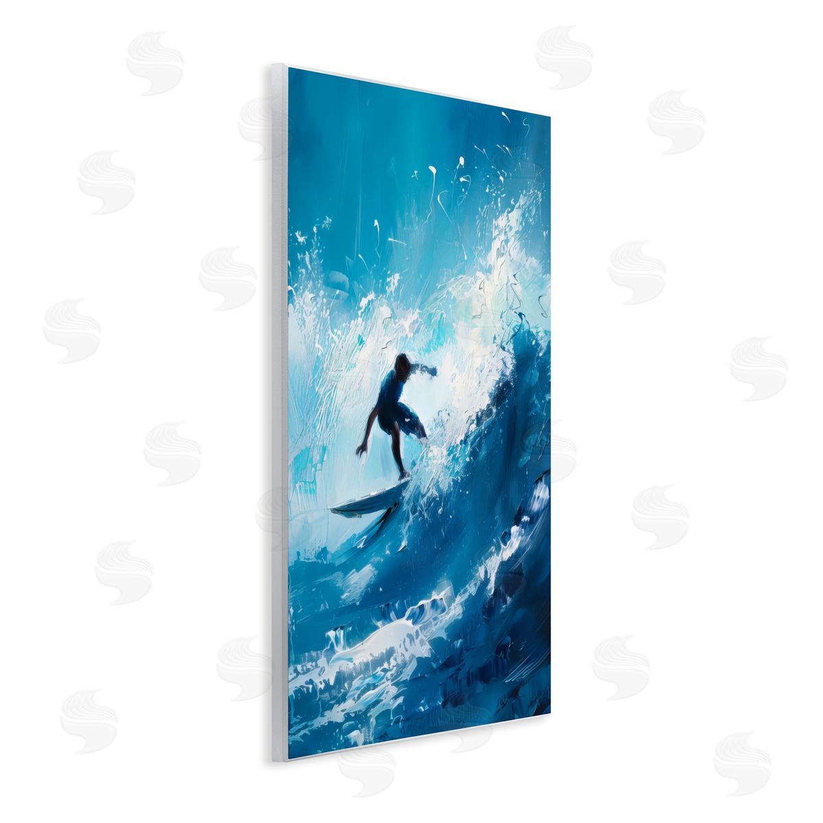 Surfer & Splashing Wave Wood Plaque Wall Art, Home Decor by LSR Design Studio