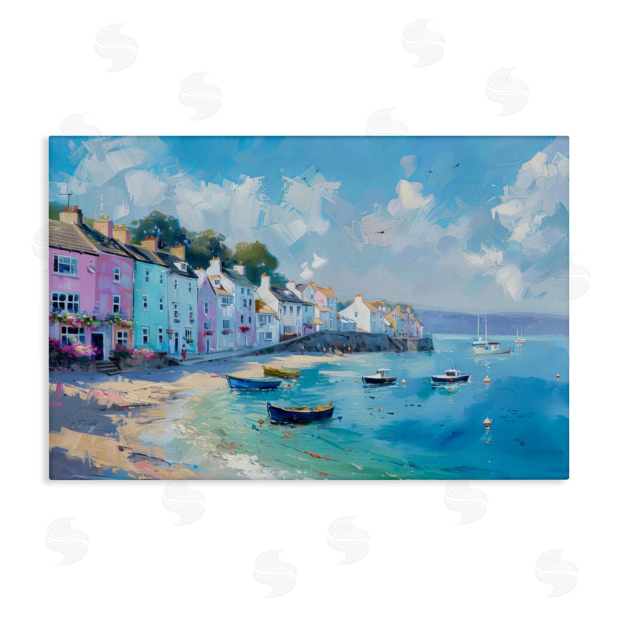 Seaside Village Cottages Canvas Wall Art, Home Decor by LSR Design Studio