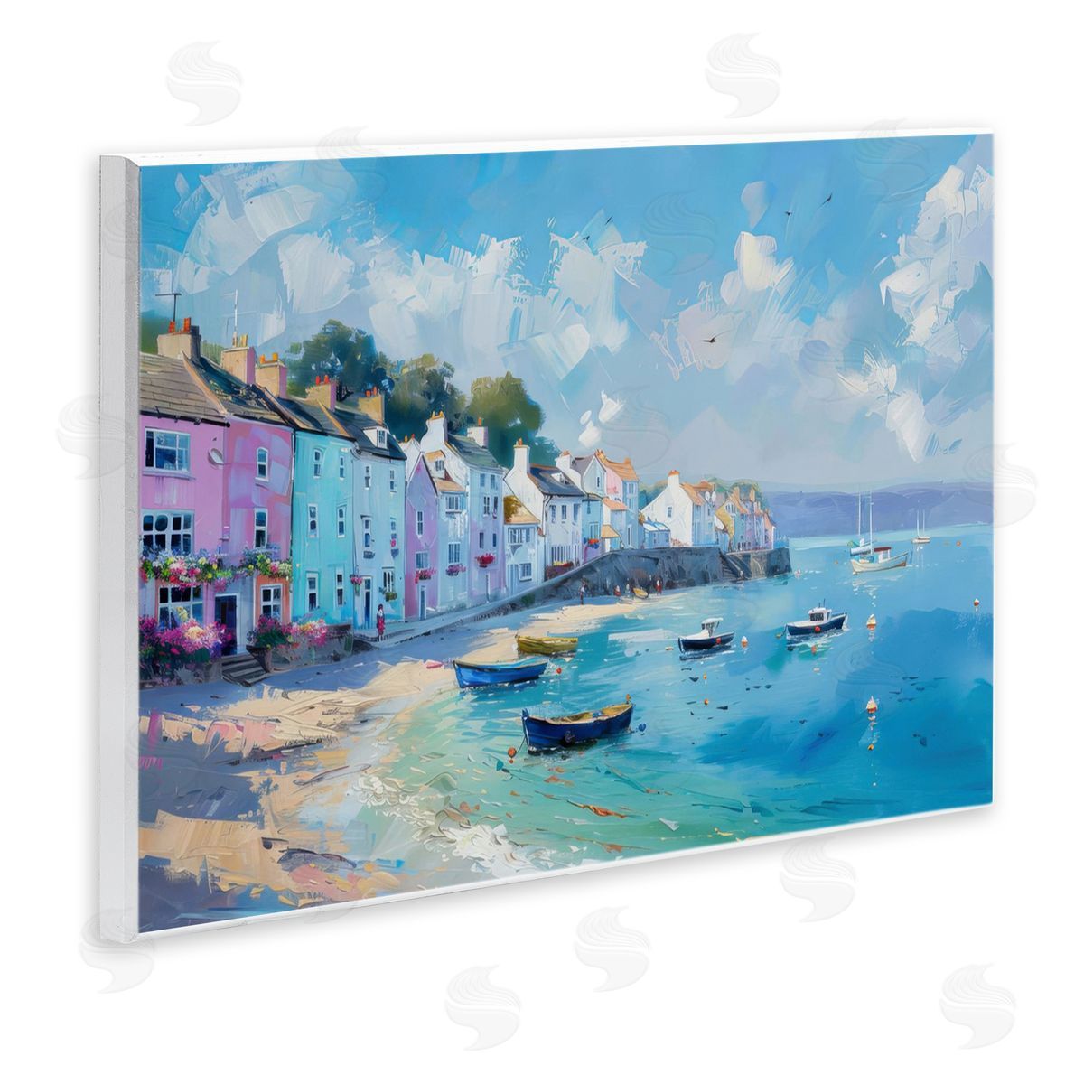 Seaside Village Cottages Wood Plaque Wall Art, Home Decor by LSR Design Studio