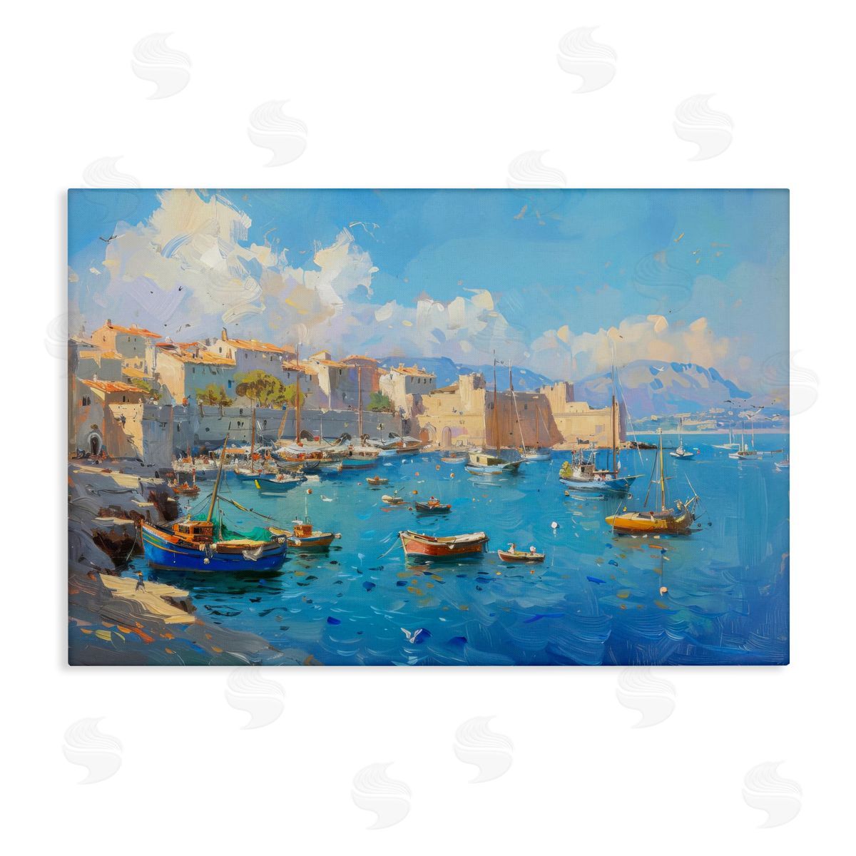 Nautical Harbor Coastal Town Canvas Wall Art, Home Decor by LSR Design Studio