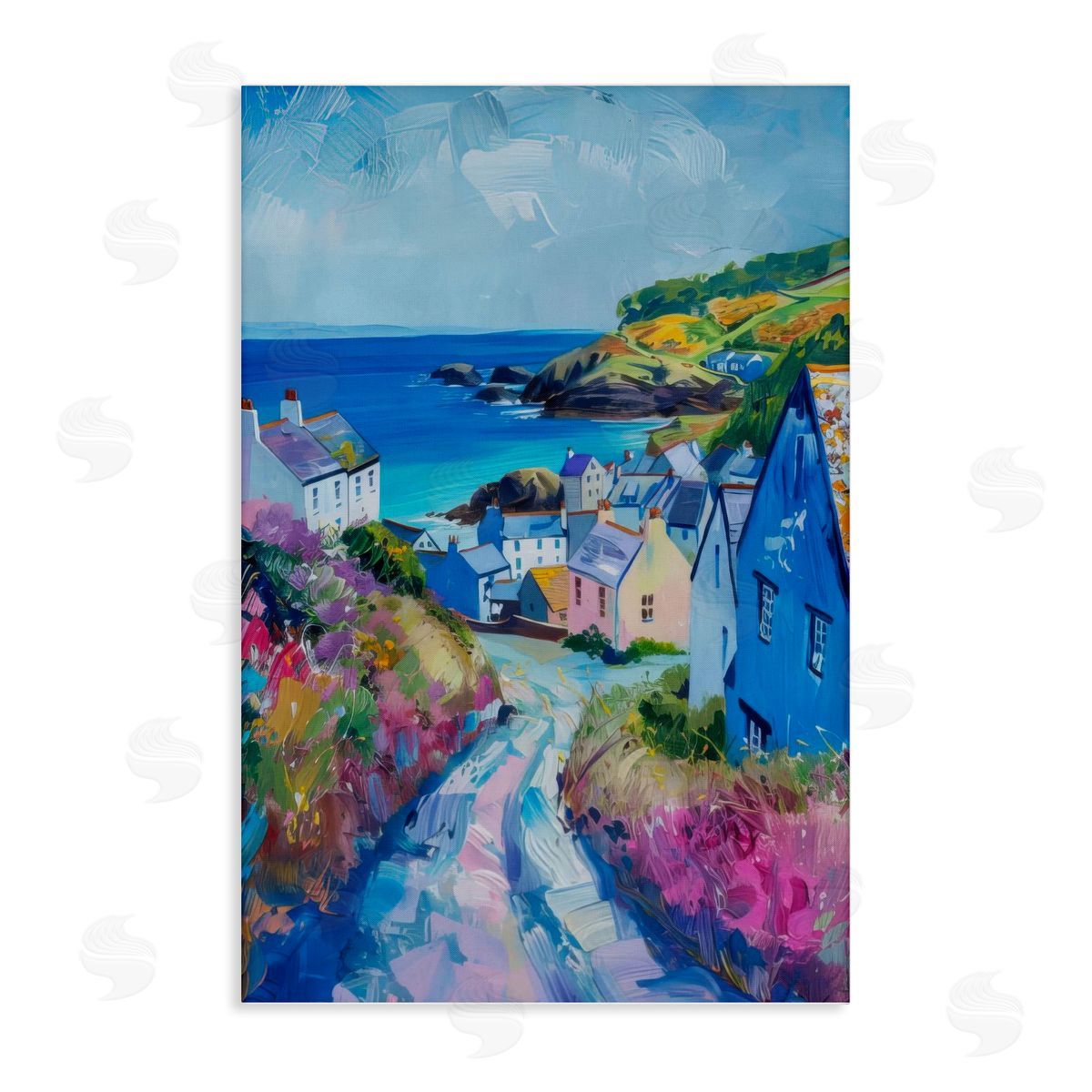 Seaside Town Overlook Canvas Wall Art, Home Decor by LSR Design Studio