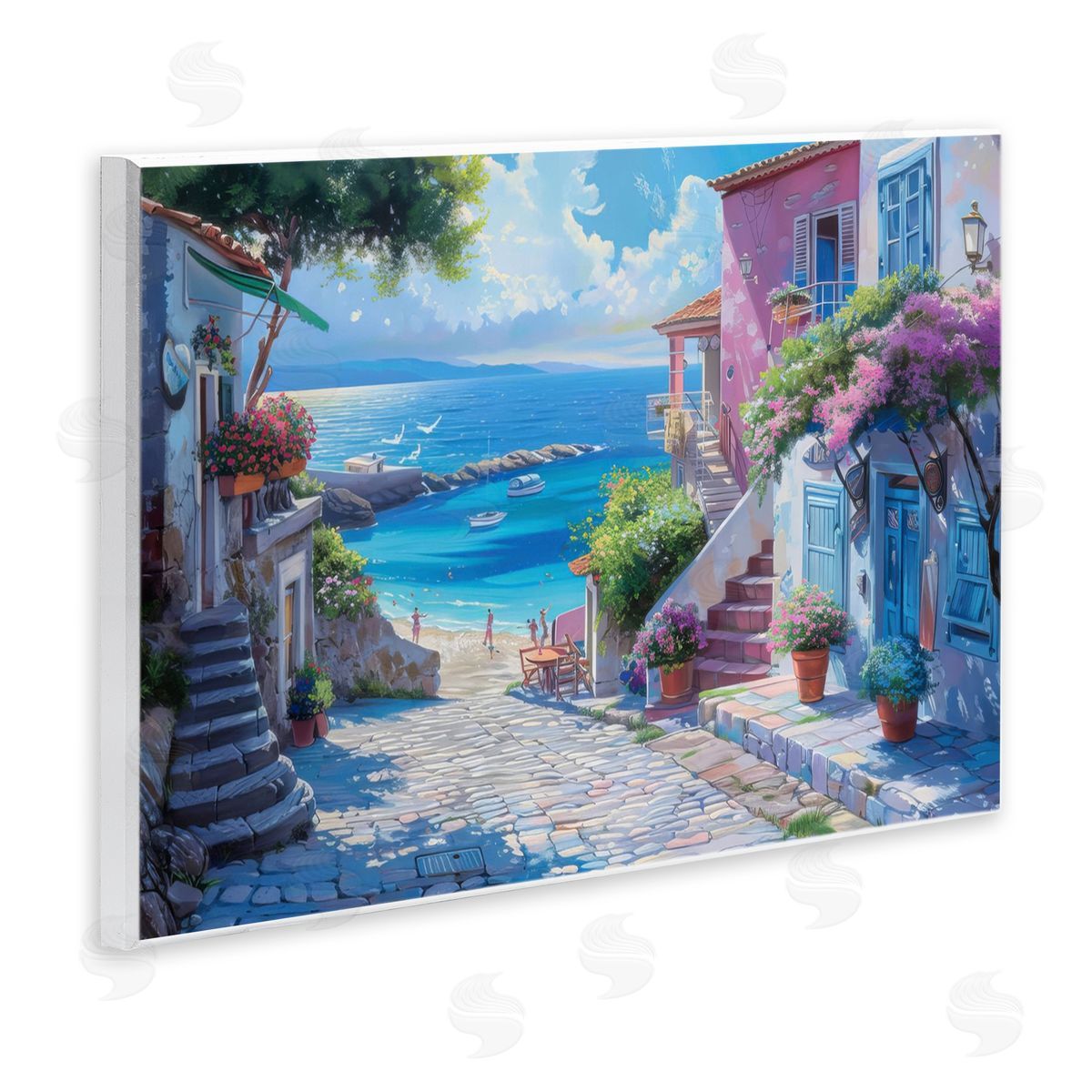 Seaside Village Cobblestones Wood Plaque Wall Art, Home Decor by LSR Design Studio