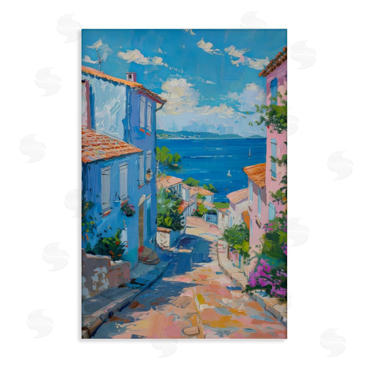 Quiet Seaside Town's Path Canvas Wall Art, Home Decor by LSR Design Studio