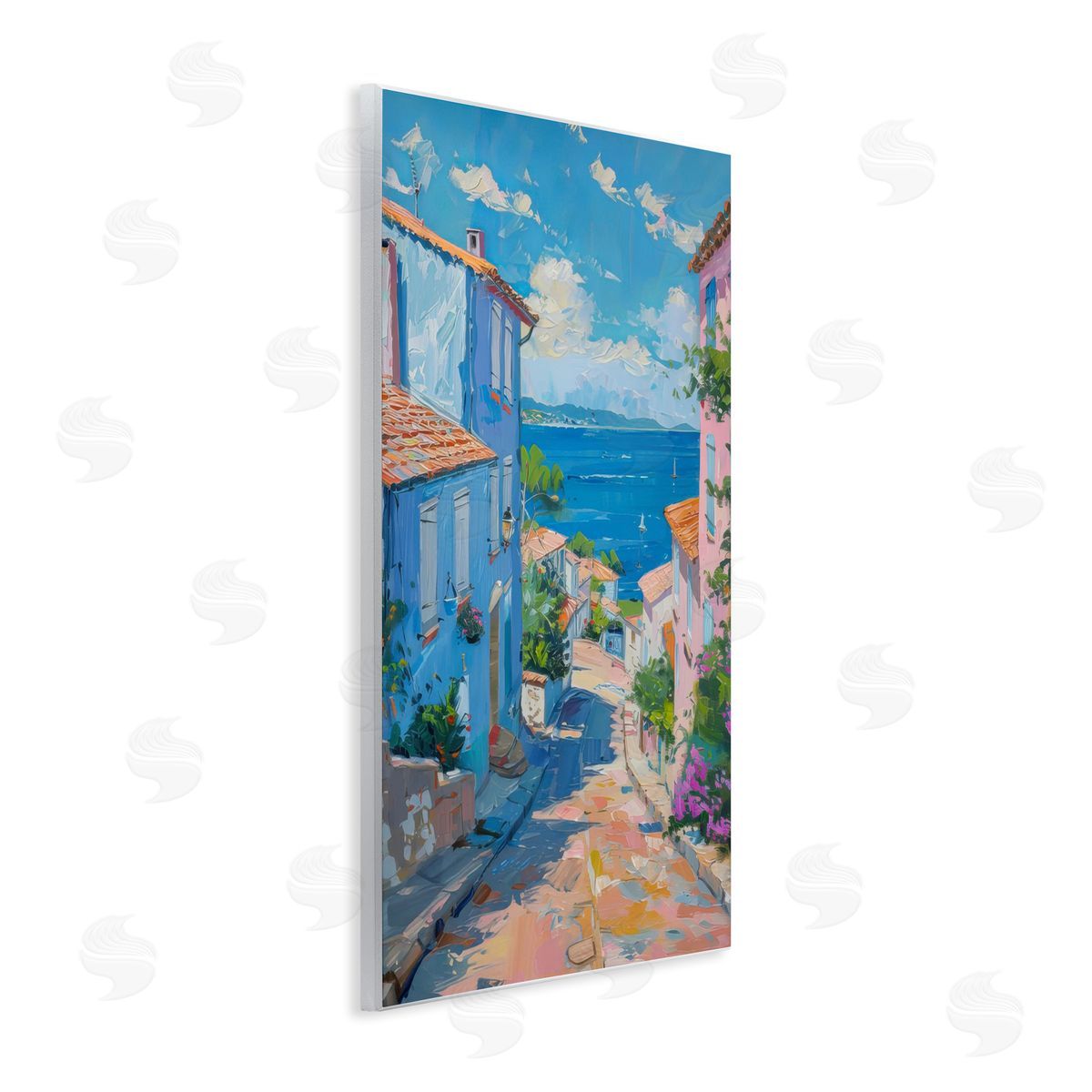 Quiet Seaside Town's Path Wood Plaque Wall Art, Home Decor by LSR Design Studio